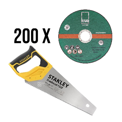 200 Stück Inox Trennscheiben 115x1,0mm+ Stanley Tradecut Handsäge 380mm / 15\" (Fuchsschwanz) 1 ST
