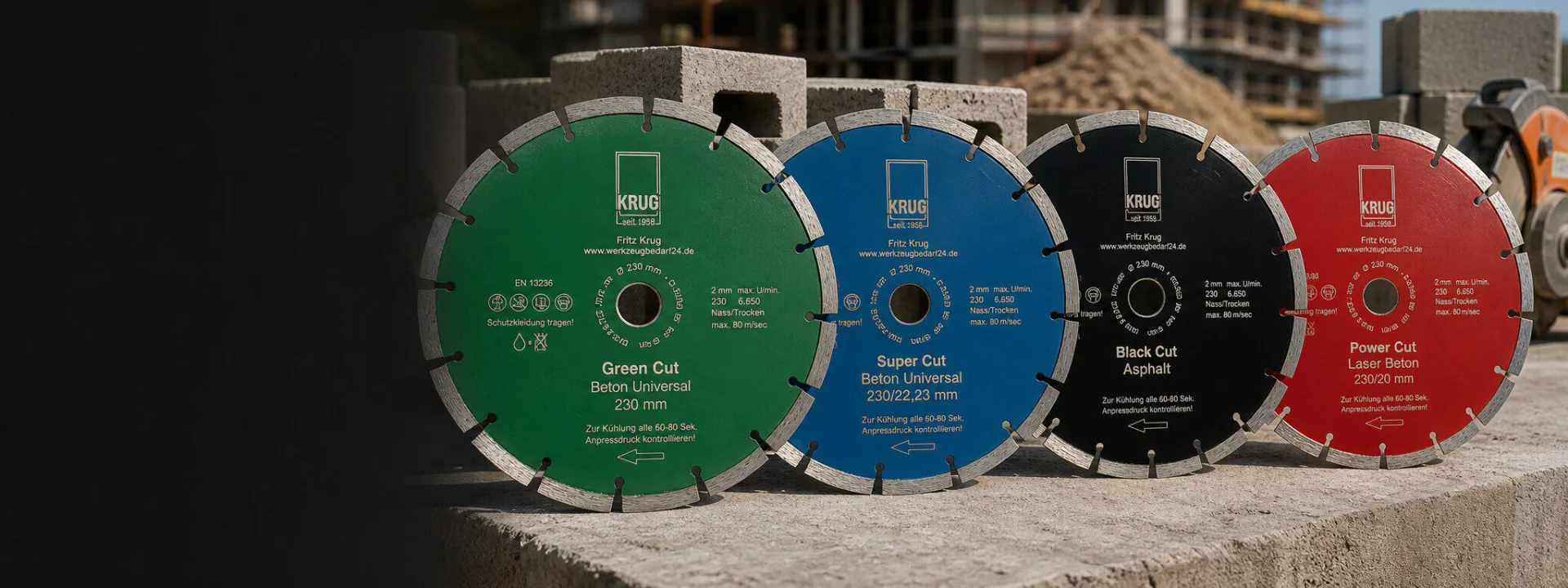 Green Cut und Power Cut Diamantscheiben auf Baustelle