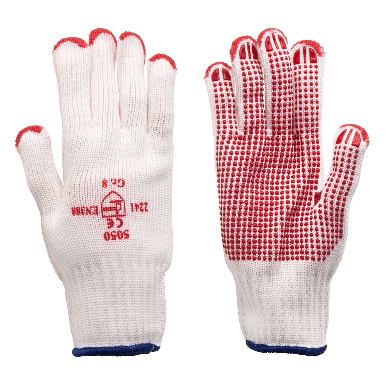 Arbeitshandschuhe - Strickhandschuhe mit roten PVC-Noppen K1301 Größe 8