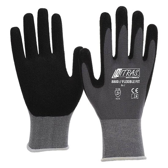Strickhandschuh, Nitras 8800 FLEXIBLE FIT - EN 388 - Latex schwarz K049 Größe 12 Strickhandschuh, Nitras 8800 FLEXIBLE FIT - EN 388 - Latex schwarz K049 Größe 12