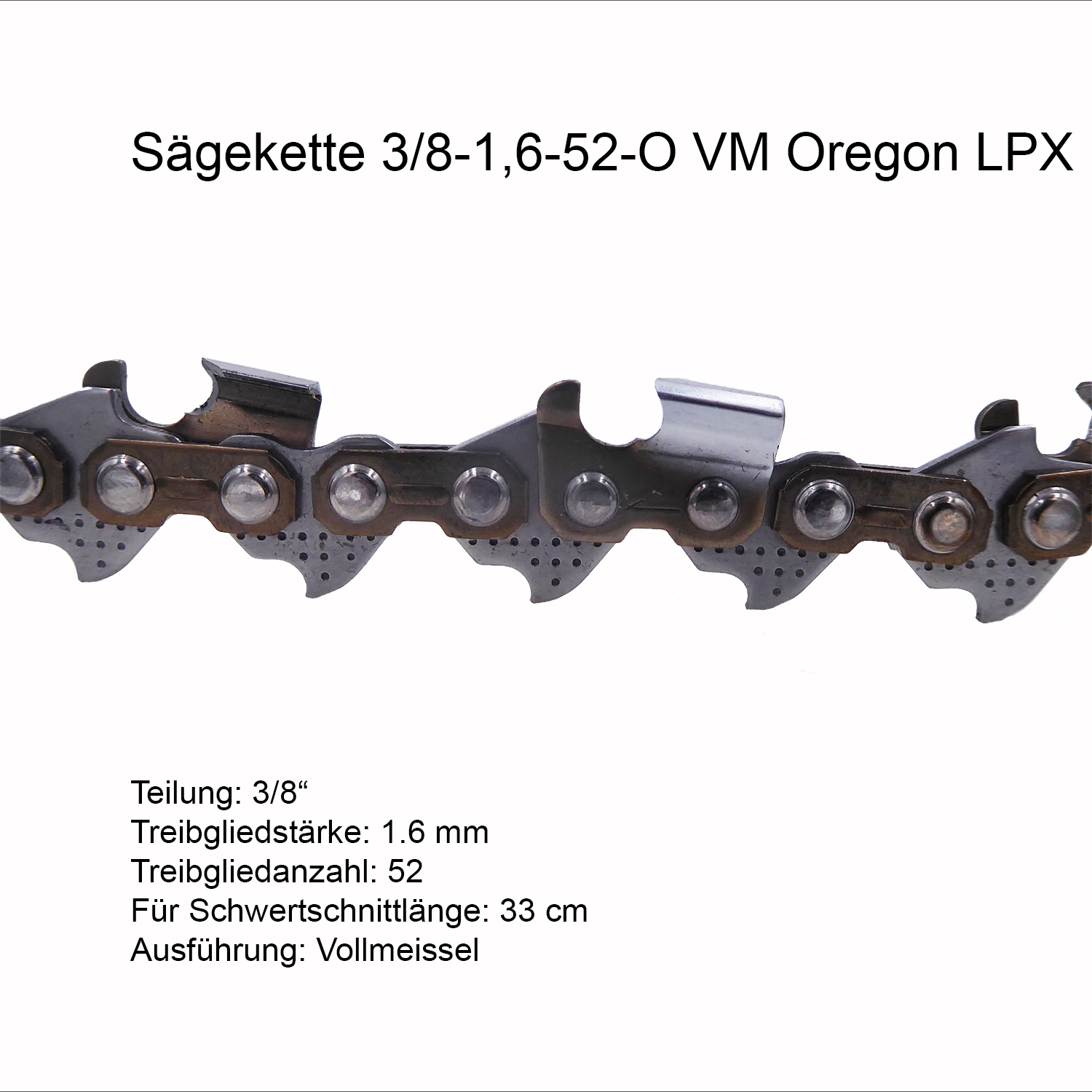 Oregon 75LPX Sägekette 3/8 1.6 mm 52 TG VM Ersatzkette