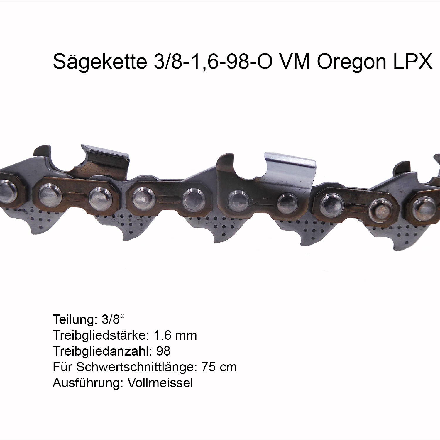 Oregon 75LPX Sägekette 3/8 1.6 mm 98 TG VM Ersatzkette