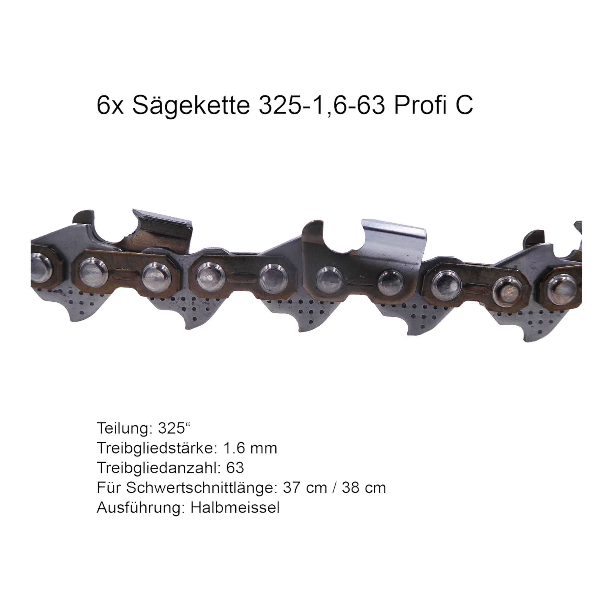 6 Stück Profi C Sägekette 325 1.6 mm 63 TG Ersatzkette