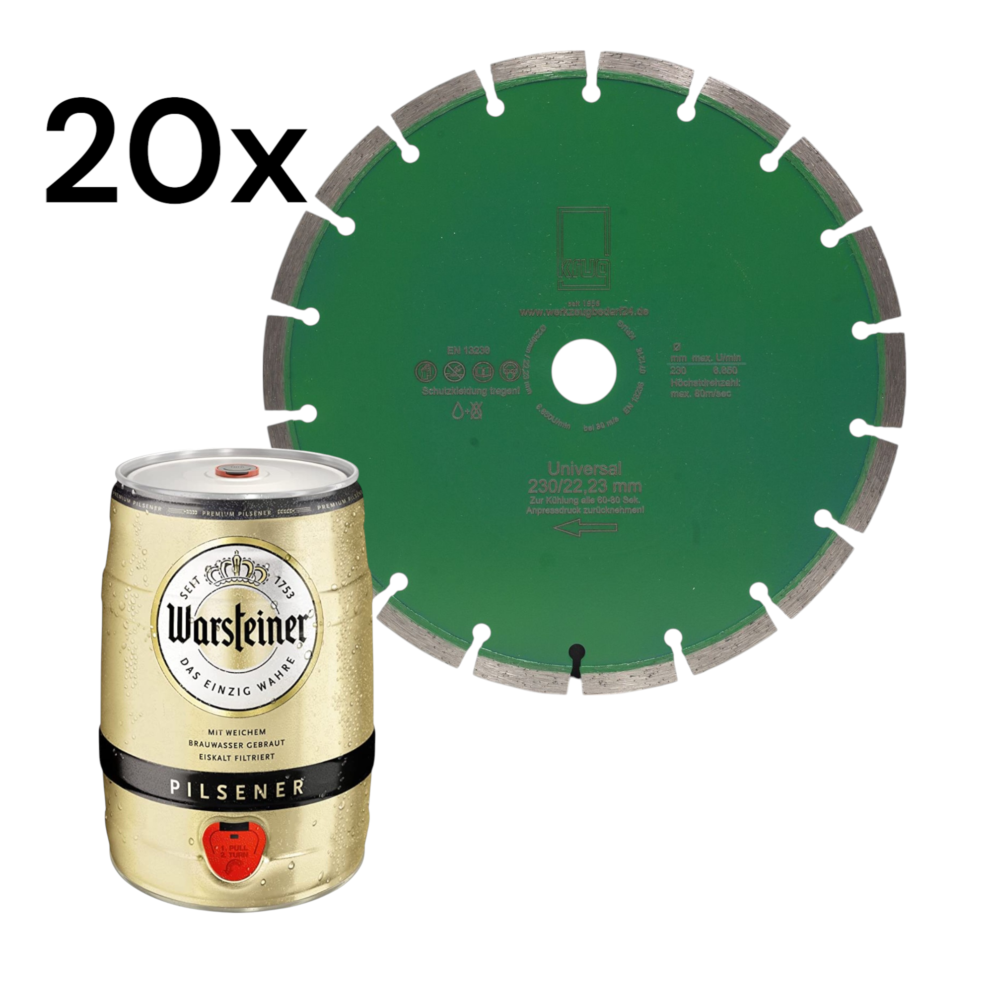 20 x Green Cut 230 mm + 1 x Partydose 5L Warsteiner