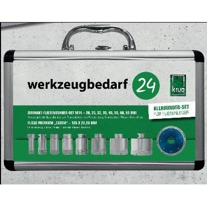 Allrounder- Set für Fliesenleger 9 Teilig im Alu Koffer ( 20,25,32,35,40,50,60,+68mm) + Fliese Cobra