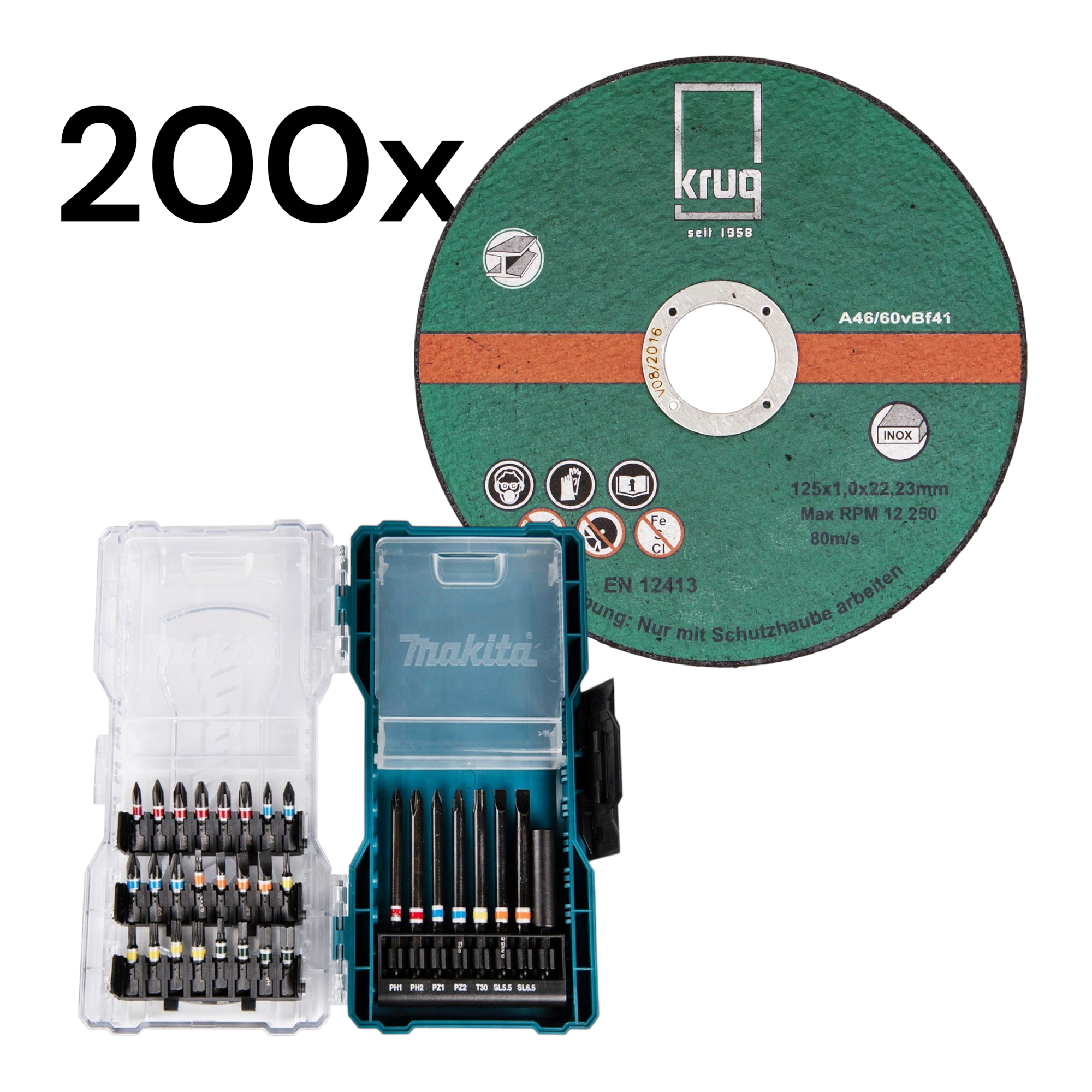 Set:200TR Inox 125mm + Makita E-07076
