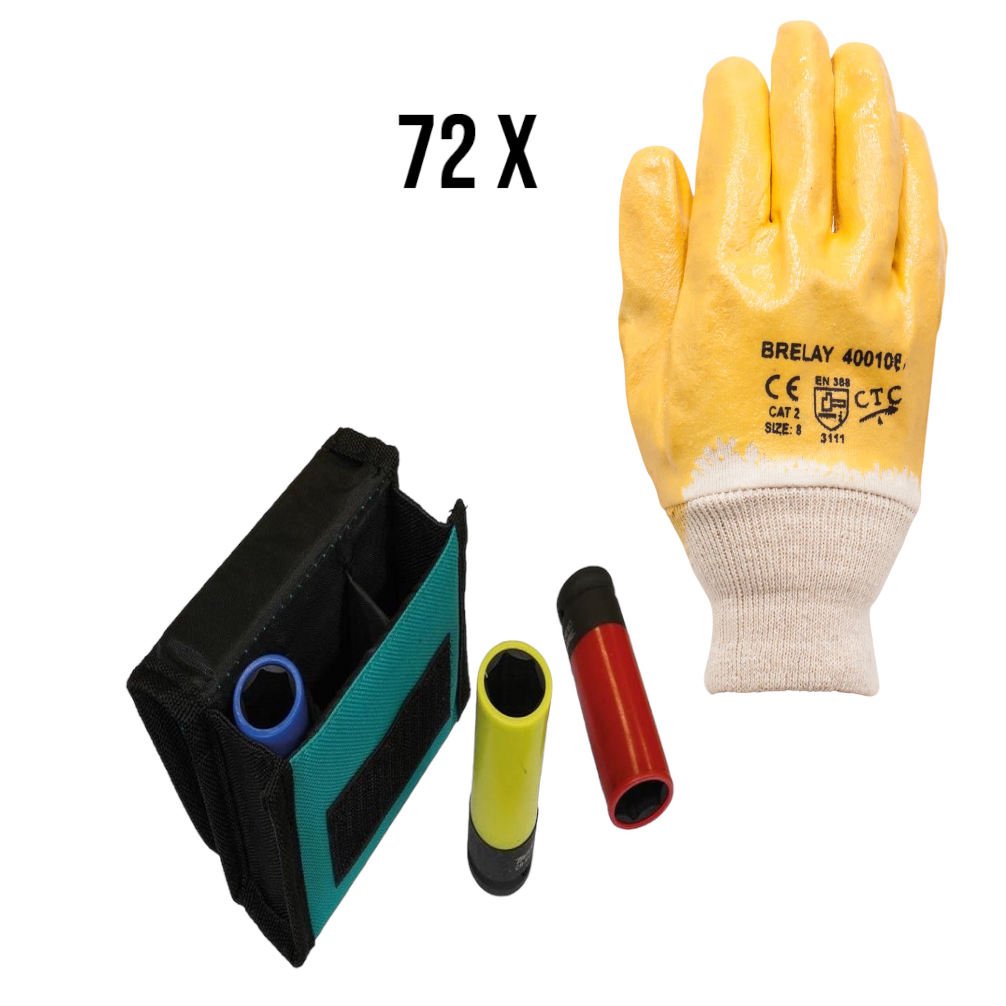 72 K020 Paar Nitril-Arbeitshandschuhe Größe 8 + Makita E-12354 Steckschlüssel-Set