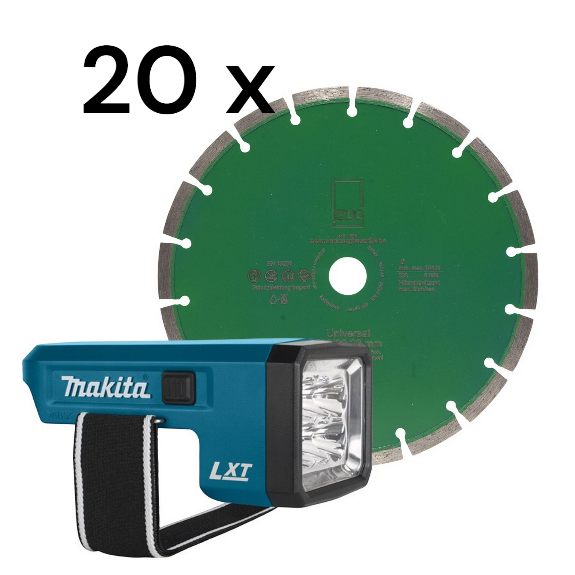 Set Makita STEXBML146 + 20 Stück Diamanttrennscheiben Green Cut 230 mm