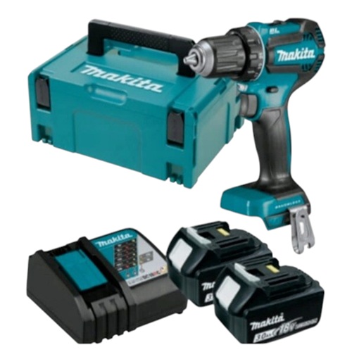 Makita DDF485RFJ2 2 x 3,0Ah + Schnellladegerät im Koffer - Akku Bohrschrauber 18 V