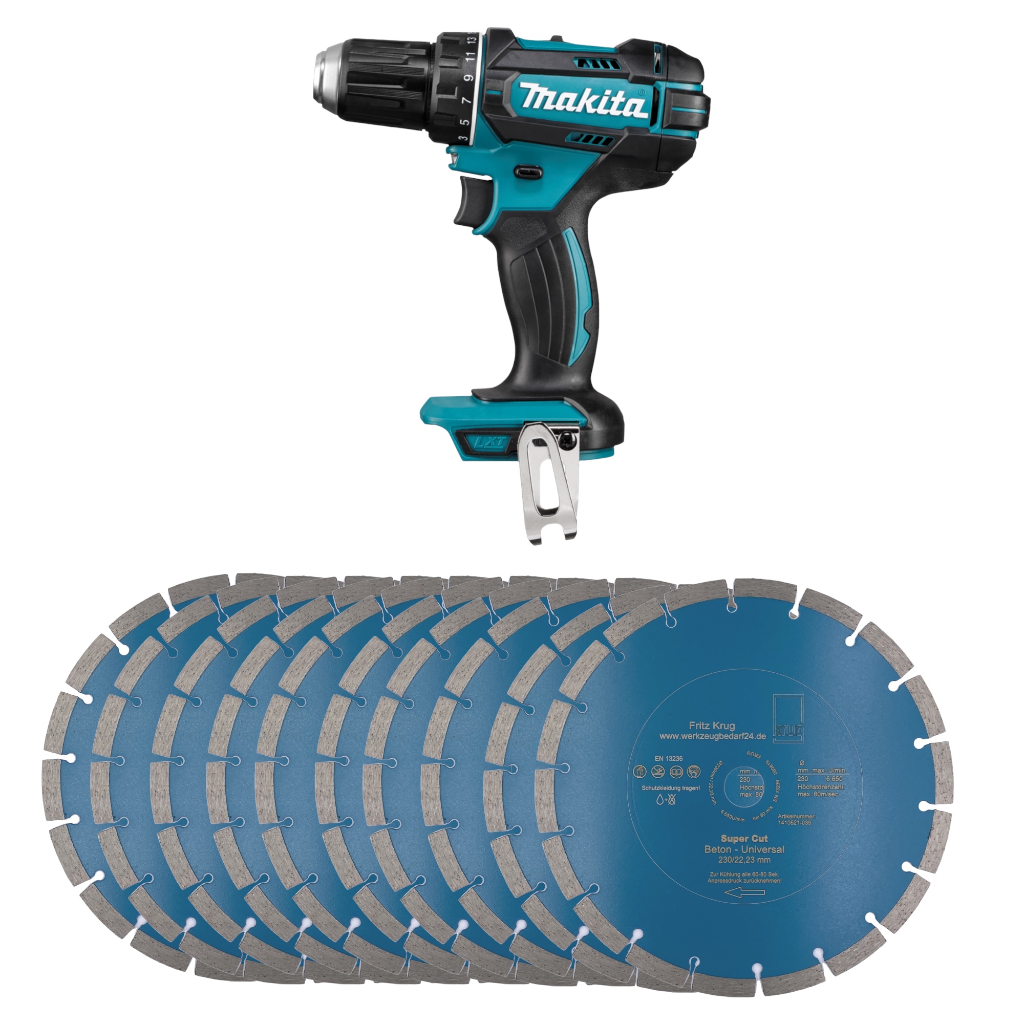 Set Makita Akku Bohrschrauber DDF482Z 18V ohne Akkus und Ladegerat 1 ST 20 St. Diamantrensch. Super
