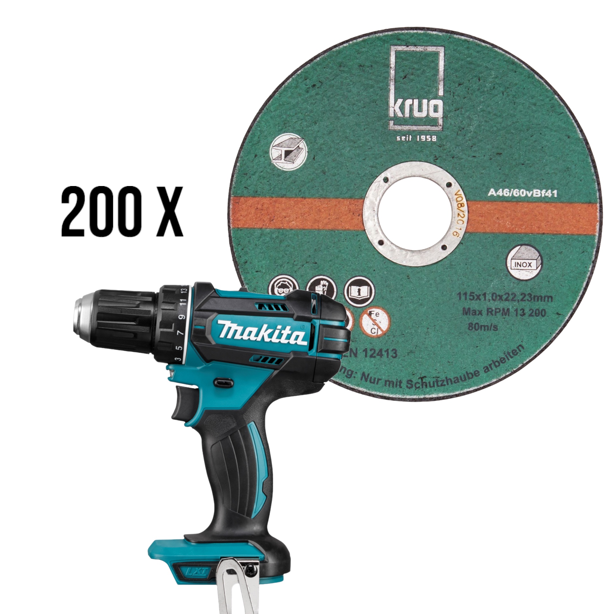 Set 200 St ck Inox C Trennscheiben 115x1.0 mm Makita Akku