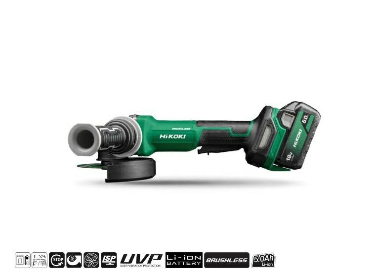 HIKOKI Akkuschleifer 18V 125mm G1813DF WQZ mit 2x5,0Ah Akku und Soft Touch Griff