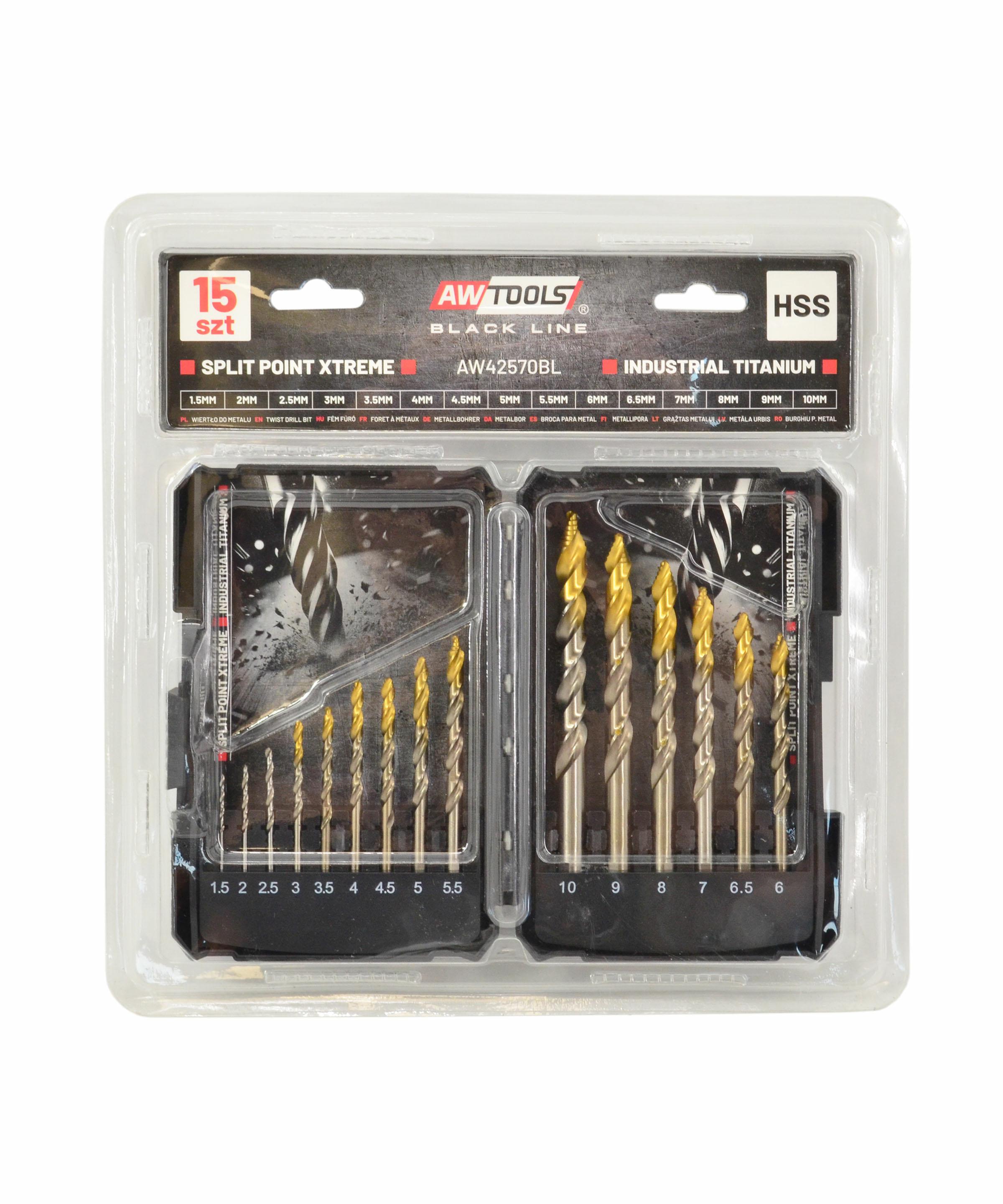 Stufenbohrer HSS M2 TiN 1,5-10mm 15 Stück AWTOOLS Black Line