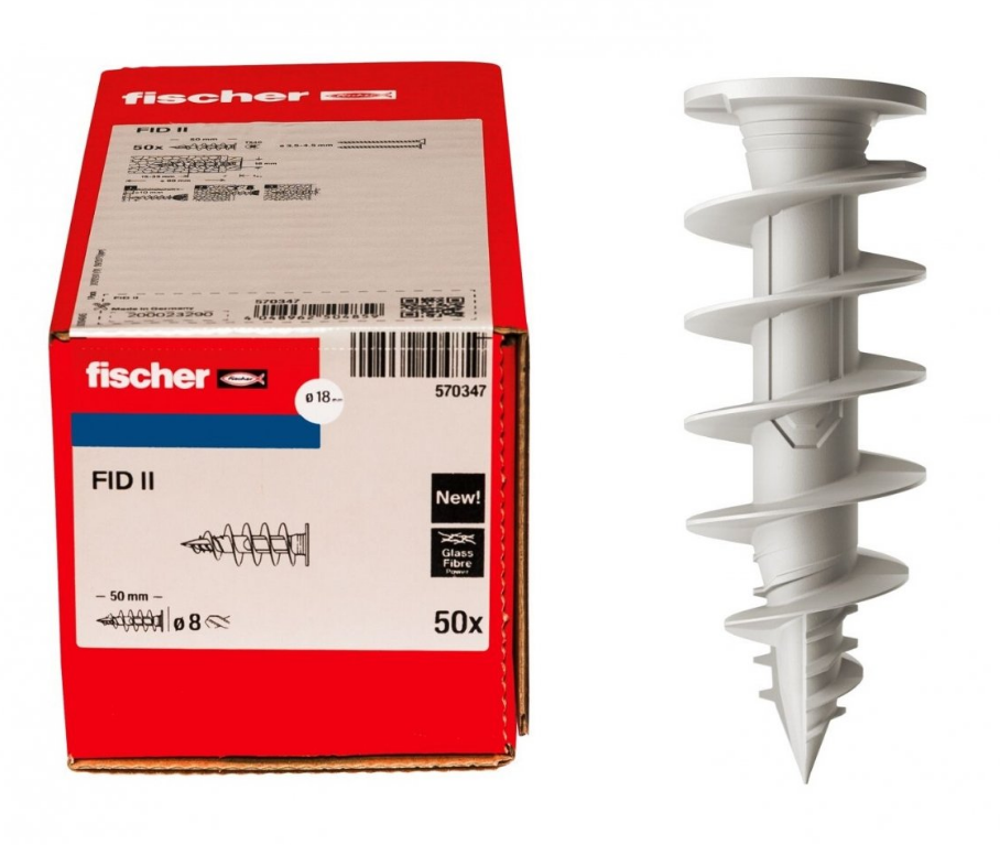 FISCHER Dämmstoffdübel FID II 50 mm, 50 Stück für Styroporplatten