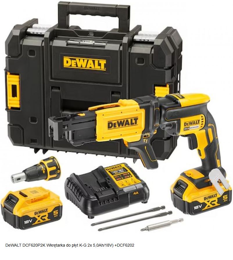 DEWALT Akku-Gipskarton-Schrauber 18V DCF620P2K 30Nm 2x5,0Ah BL mit Magazin