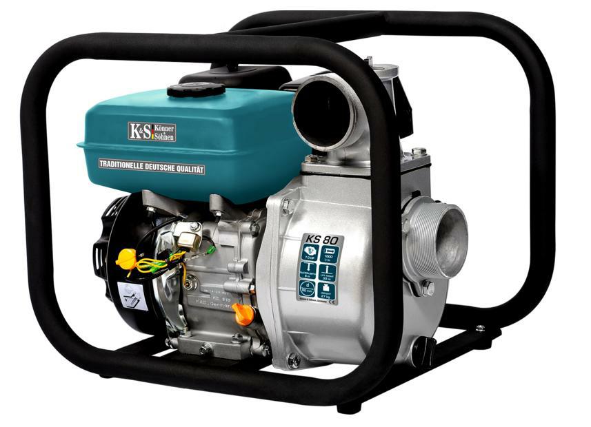 Benzin-Wasserpumpe KÖNNER & SÖHNEN KS 80 für sauberes Wasser 1000 l/min