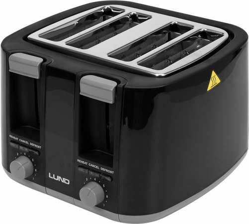 LUND Toaster 1300-1500W schwarz mit 7-stufiger Bräunungsregelung