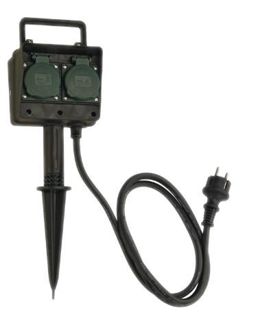 ORNO Gartensteckdose 2x2P+Z 1,5m IP44 französischer Typ E schwarz