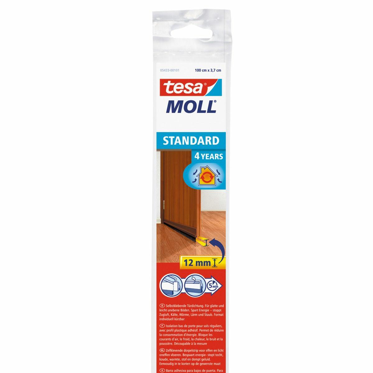TESA Bürstendichtung für Türen 1 m x 37 mm Braun selbstklebend