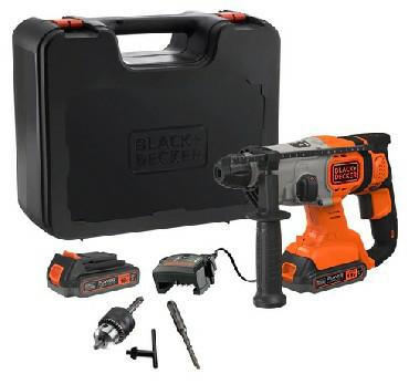 BLACK+DECKER Akku-Bohrhammer SDS 18V 1,2J BCD900E2K 2x2,5Ah mit Koffer