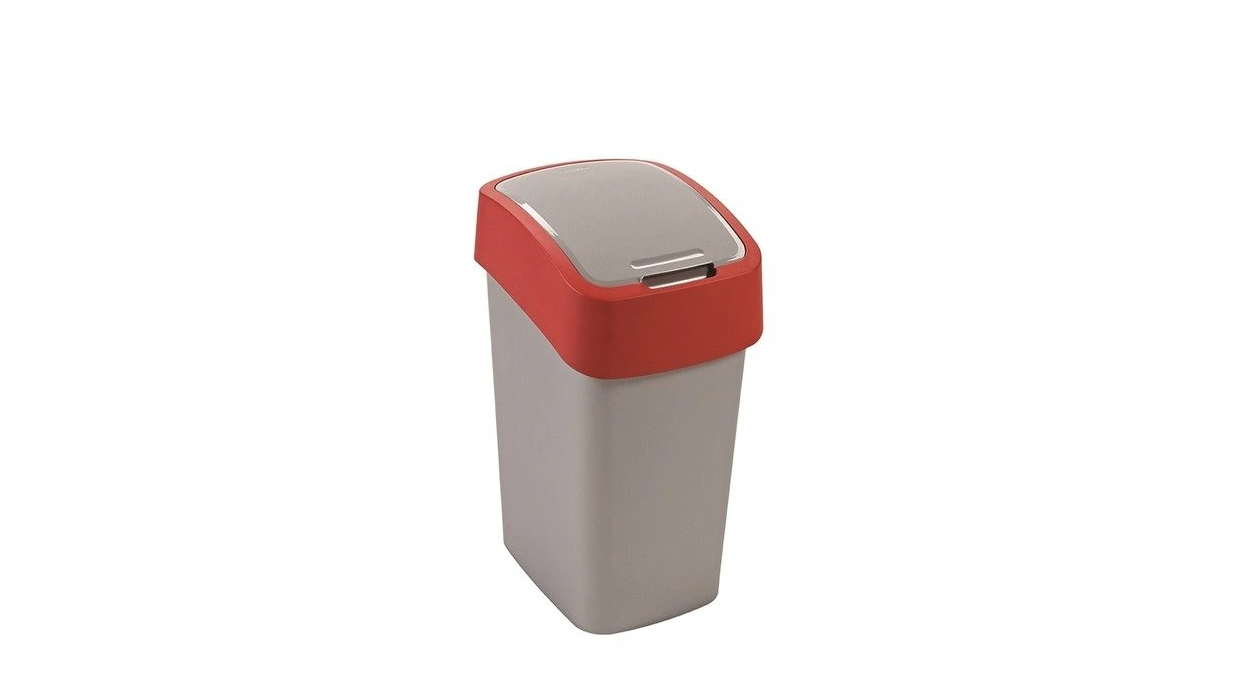 KETER Mülleimer Flip Bin 50L Silber Rot