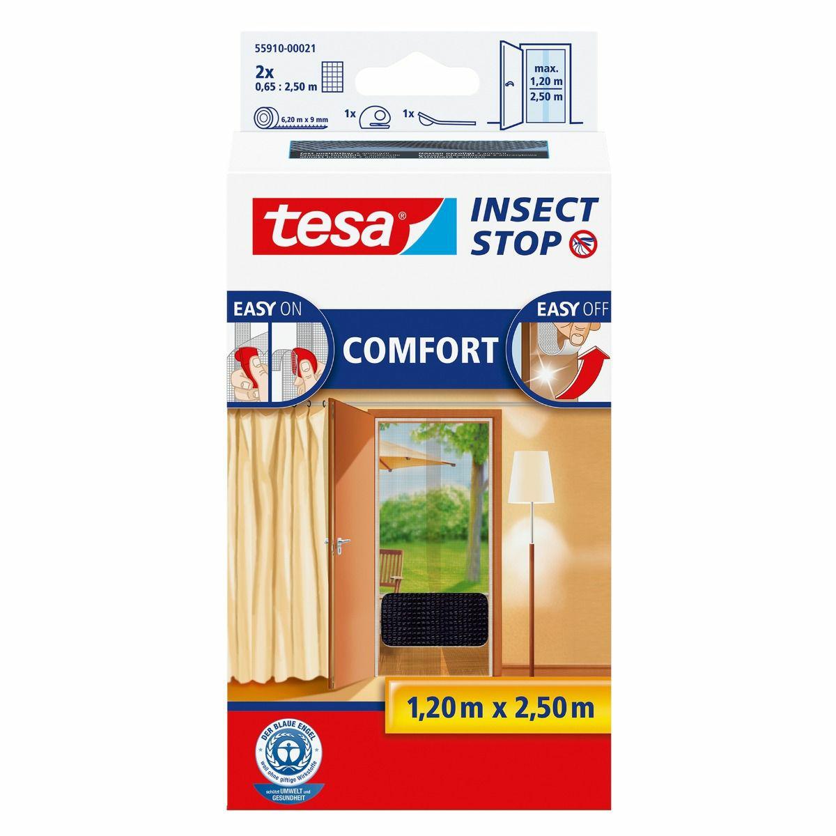 TESA Moskitonetz für Türen TESA Moskitonetz Tür Comfort Schwarz 1,2 m x 2,5 m
