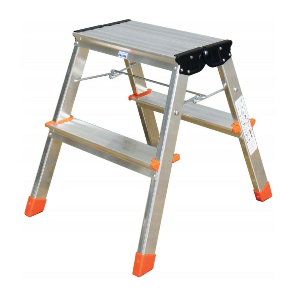 KRAUSE Aluminium-Trittleiter Treppy mit 2 Stufen und rutschfesten Profilstufen