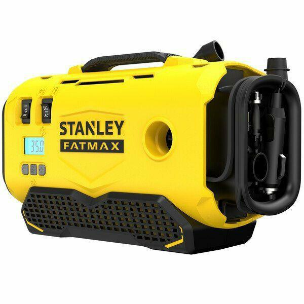 STANLEY Akku-Kompressor V20 SFMCE520B mit 3 Stromquellen und digitalem Display