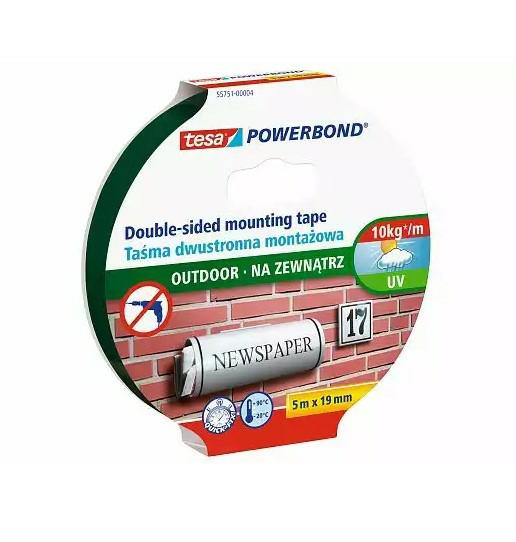 TESA Doppelseitiges Klebeband Powerbond 5m x 19mm für den Außenbereich