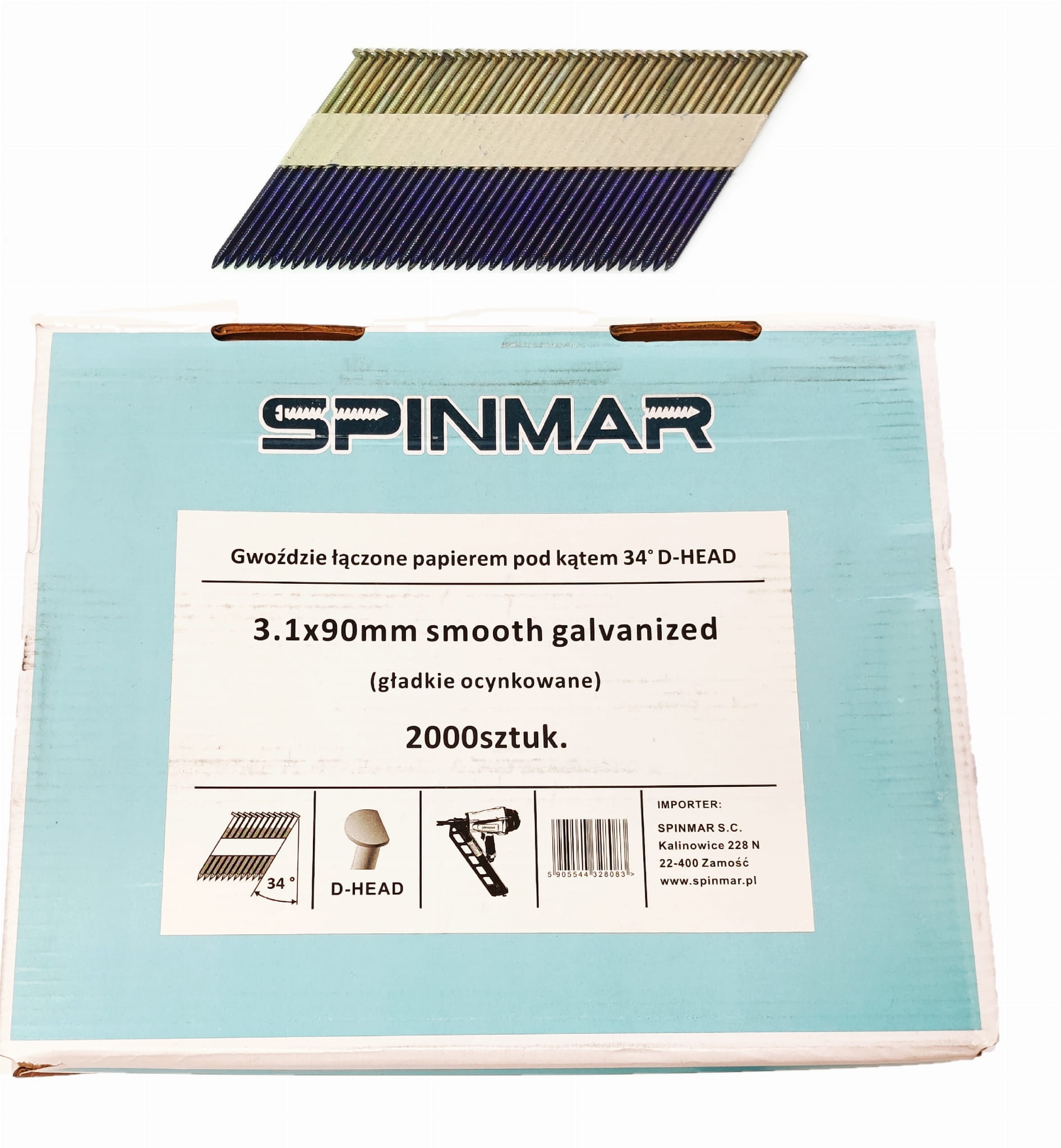 Papiergebundene Streifennägel 34° 3,1x90 mm D-Kopf glatt verzinkt 2000 Stück