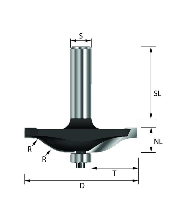 Abplattfräser HW Karnisprofil A=63,5 R=15,9 B=15,9 C=12 (L) Z=2