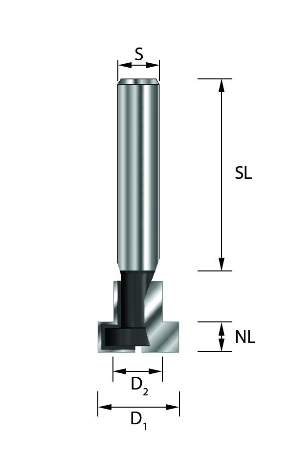 EDESSÖ A=9,5, B=4,8 - C=8 (S) T-Nutfräser HW