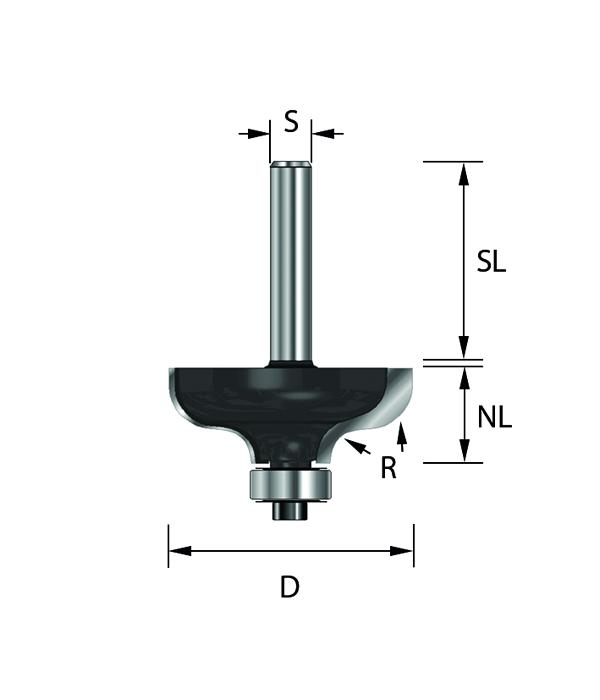 HW-Karnisfräser mit Kugellager A=31,8 R=4,8 B=12,7 C=12 (S)