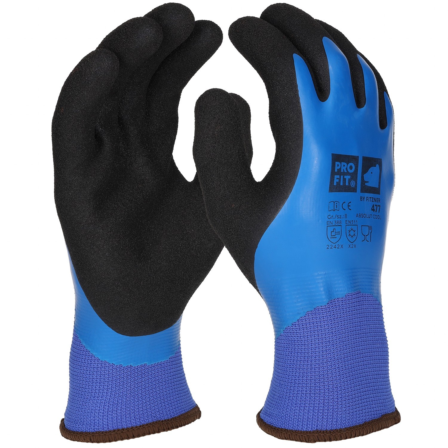 Winter Arbeitshandschuhe "Absolut Cool",Latex, blau/schwarz 10 (Packung à 6 Paar)