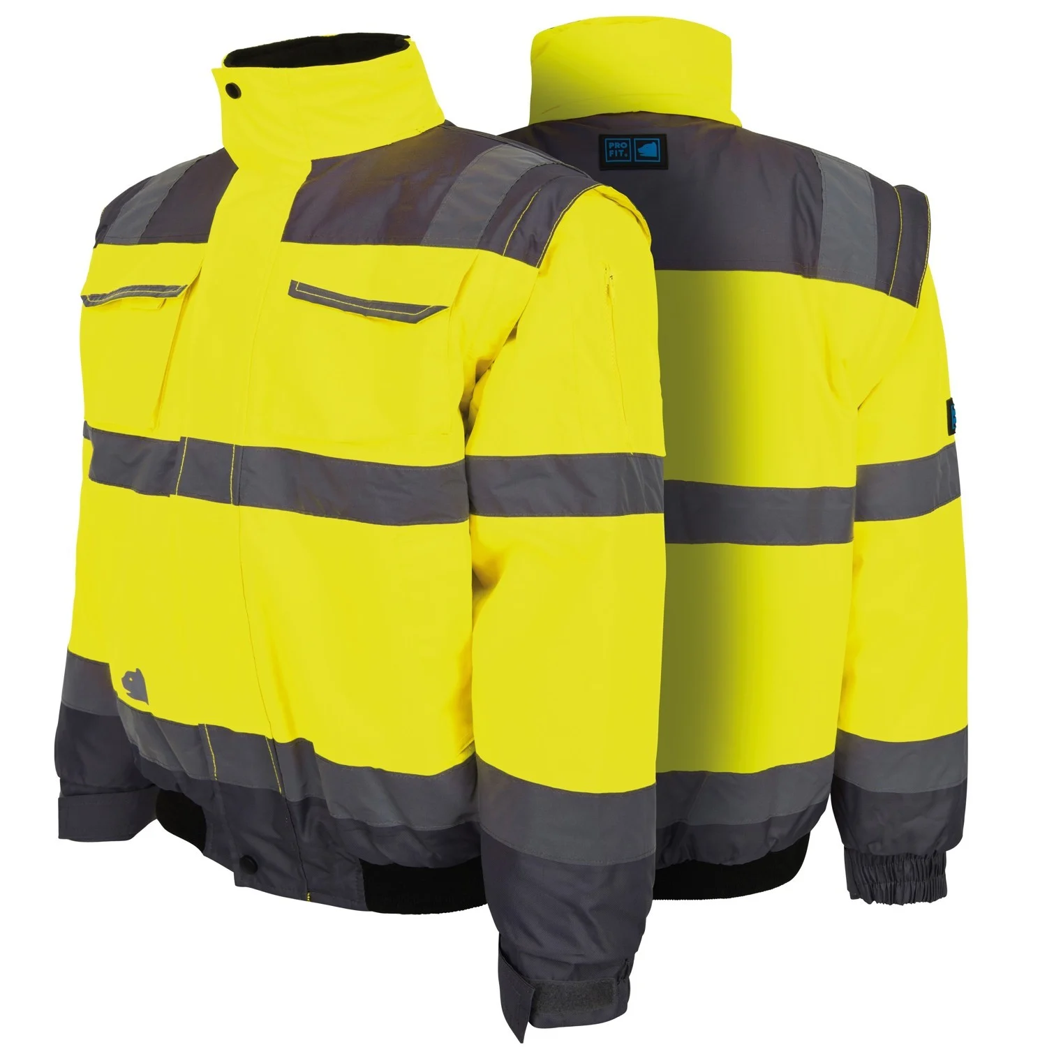 Warnschutz Pilotenjacke,neongelb / grau, abnehmbare Ärmel 5XL
