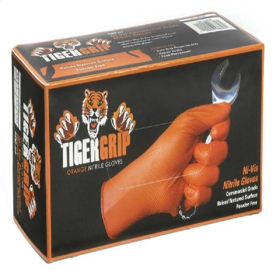 Nitril Einweghandschuhe \"Tiger Grip\", Orange Gr. 9 Box 50St.