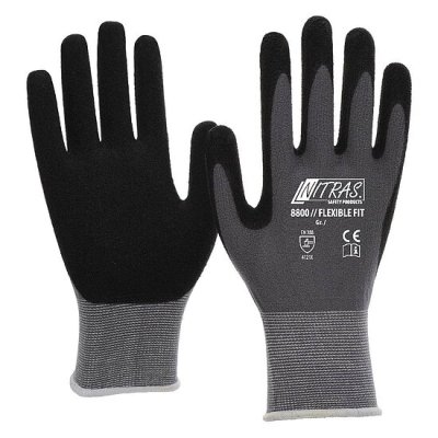 Strickhandschuh, Nitras 8800 FLEXIBLE FIT - EN 388 - Latex schwarz K049 Größe 10