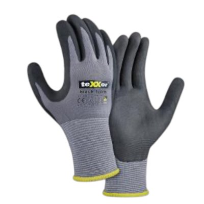 teXXor®2450 -BLACK TOUCH® Nylon-Strickhandschuhe  Gr.9 grau/schwarz Karton 144St.