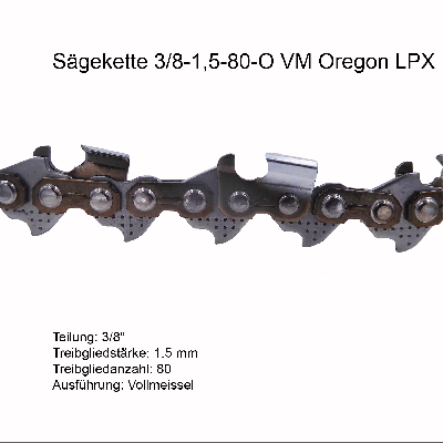 Oregon LPX Sägekette 3/8 1.5 mm 80 TG VM Ersatzkette