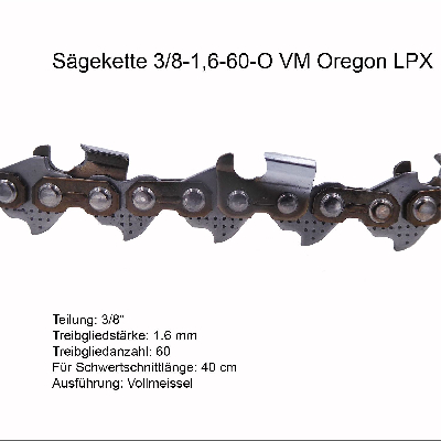 Oregon 95LPX Sägekette 3/8 1.6 mm 60 TG VM Ersatzkette