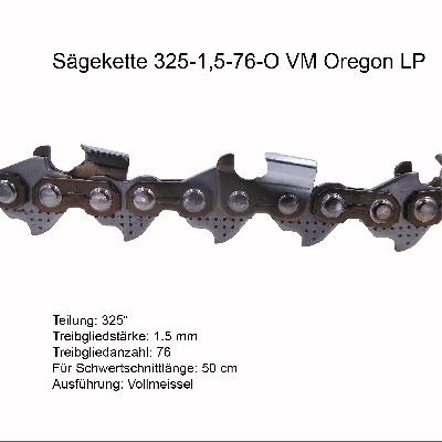 Oregon LP Sägekette 325 1.5 mm 76 TG VM Ersatzkette