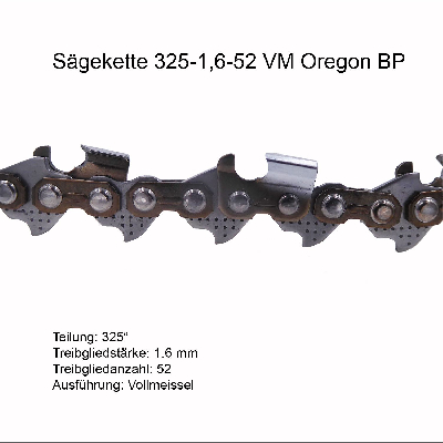 Oregon LP Sägekette 325 1.6 mm 52 TG VM Ersatzkette
