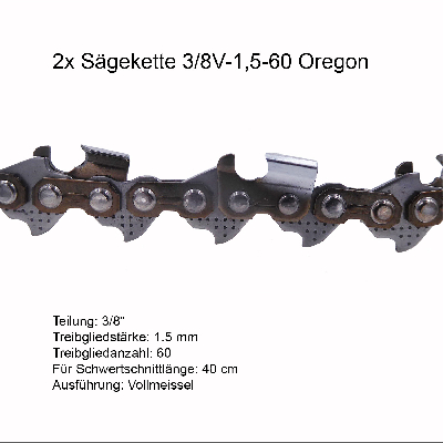 2 Stück Oregon Sägekette 3/8 1.5 mm 60 TG VM Ersatzkette