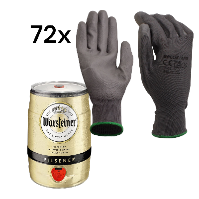 72  K029 Paar Nitril-Arbeitshandschuhe Größe 10 plus 5L Partydose Bier Warsteiner