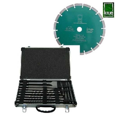 Set 20 Stück Diamantscheibe Green Cut 230 /22,2 mm+Makita Bohrer/Meißel-Set D-19180 SDS-Plus