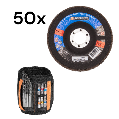 50 Stück Fächerscheiben 125/80 plus Magnetisches Armband Werkzeughalter 1 ST