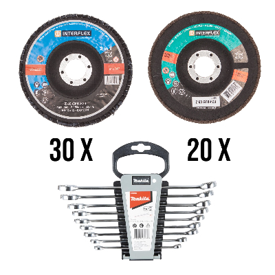 30St.Fächersch.125/40+20St.Fächersch.125/60 plus Makita Ring-Maulschlüssel-Set B-65539 9- teilig 1 S