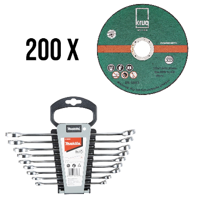 200 Trennscheiben INOX 125 x 1 plus Makita Ring-Maulschlüssel-Set B-65539 9- teilig 1 ST