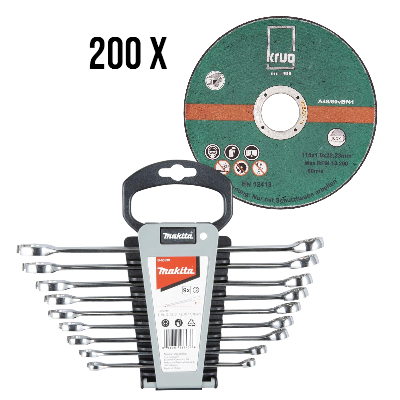 200 Trennscheiben INOX 115 x 1 plus Makita Ring-Maulschlüssel-Set B-65539 9- teilig 1 ST