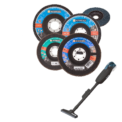 Makita DCL182ZB Akku-Staubsauger + Fächerschleifscheiben 25 x  125 K40 + 25 x 125 K60